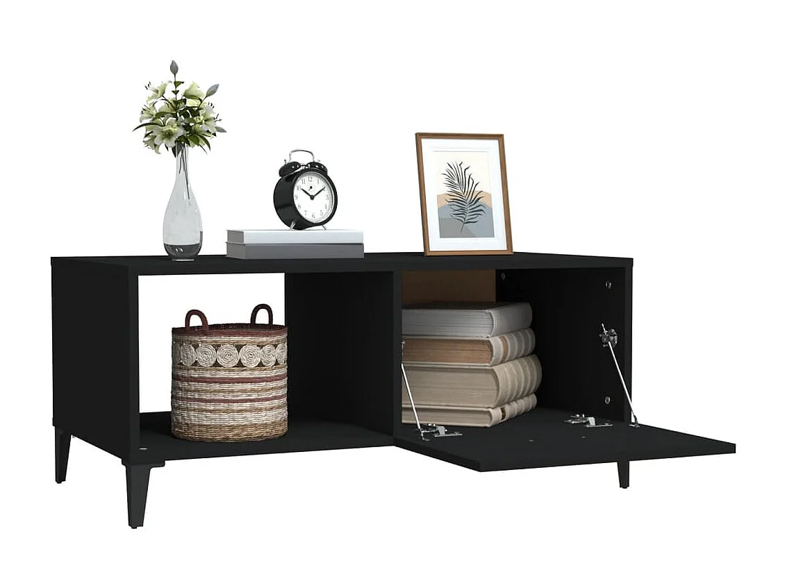 Mesa de centro dourada preta 90x50x40 cm madeira projetada