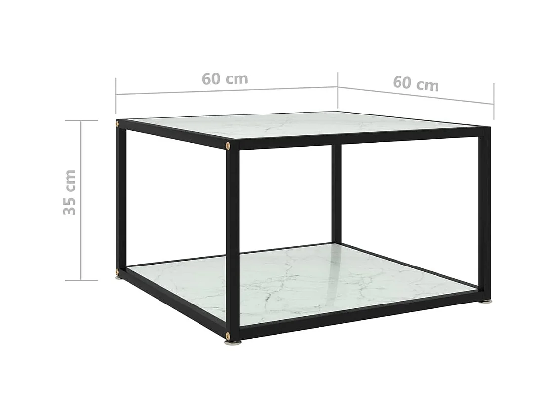 Table basse Blanc 60x60x35 cm Verre trempé