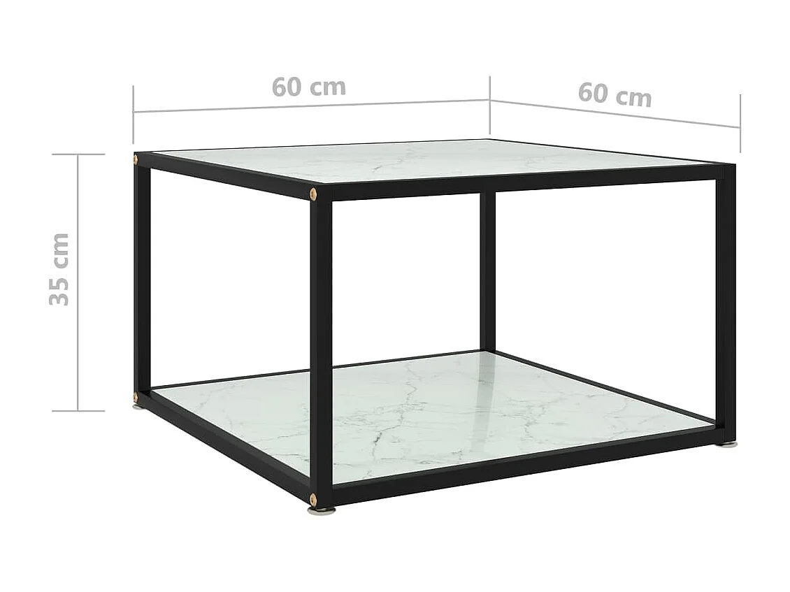 Table basse Blanc 60x60x35 cm Verre trempé