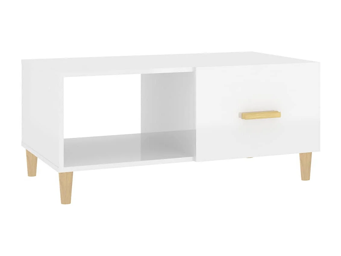 Table basse Blanc brillant 89,5x50x40 cm Bois d'ingénierie