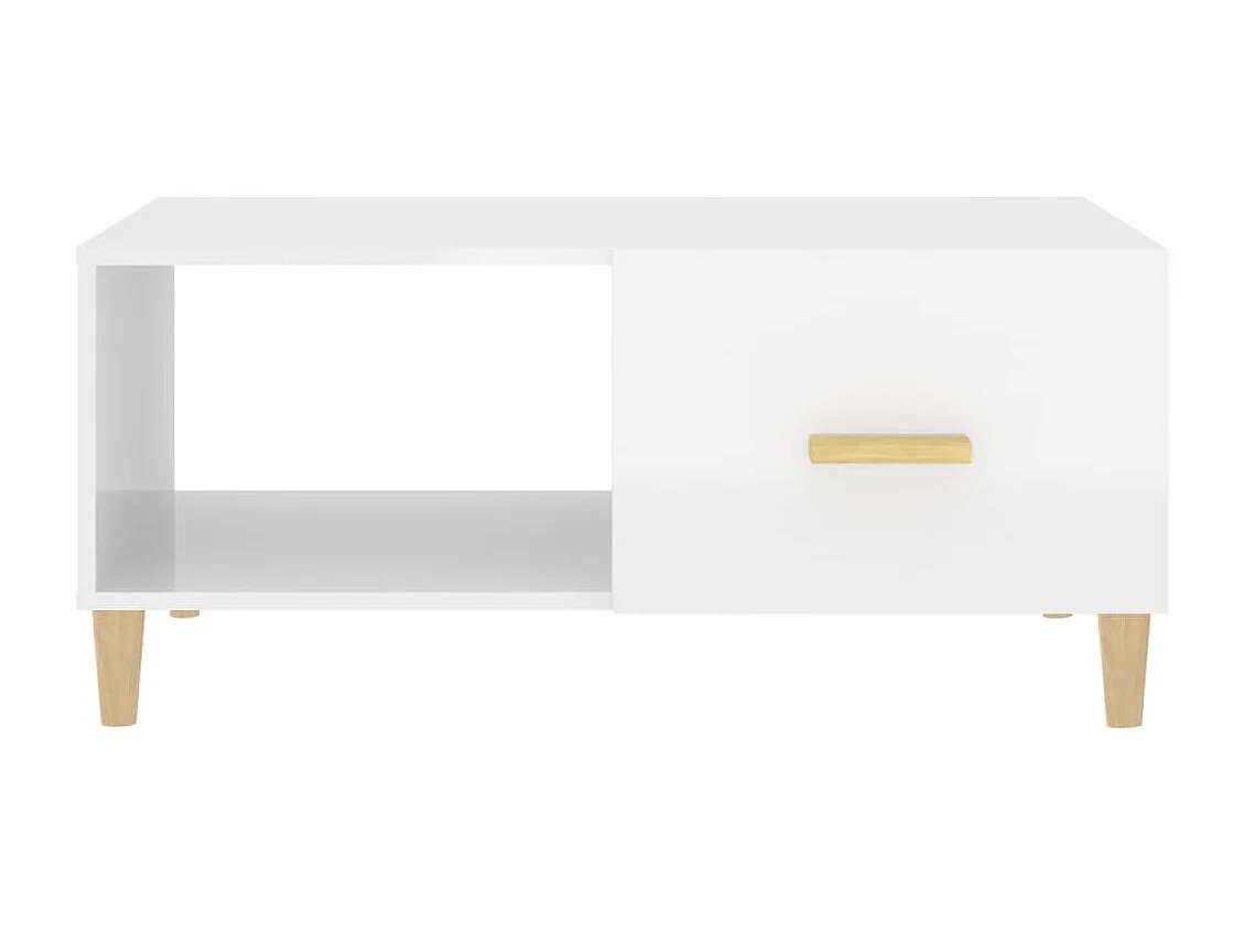Table basse Blanc brillant 89,5x50x40 cm Bois d'ingénierie