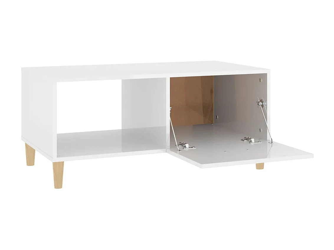Table basse Blanc brillant 89,5x50x40 cm Bois d'ingénierie