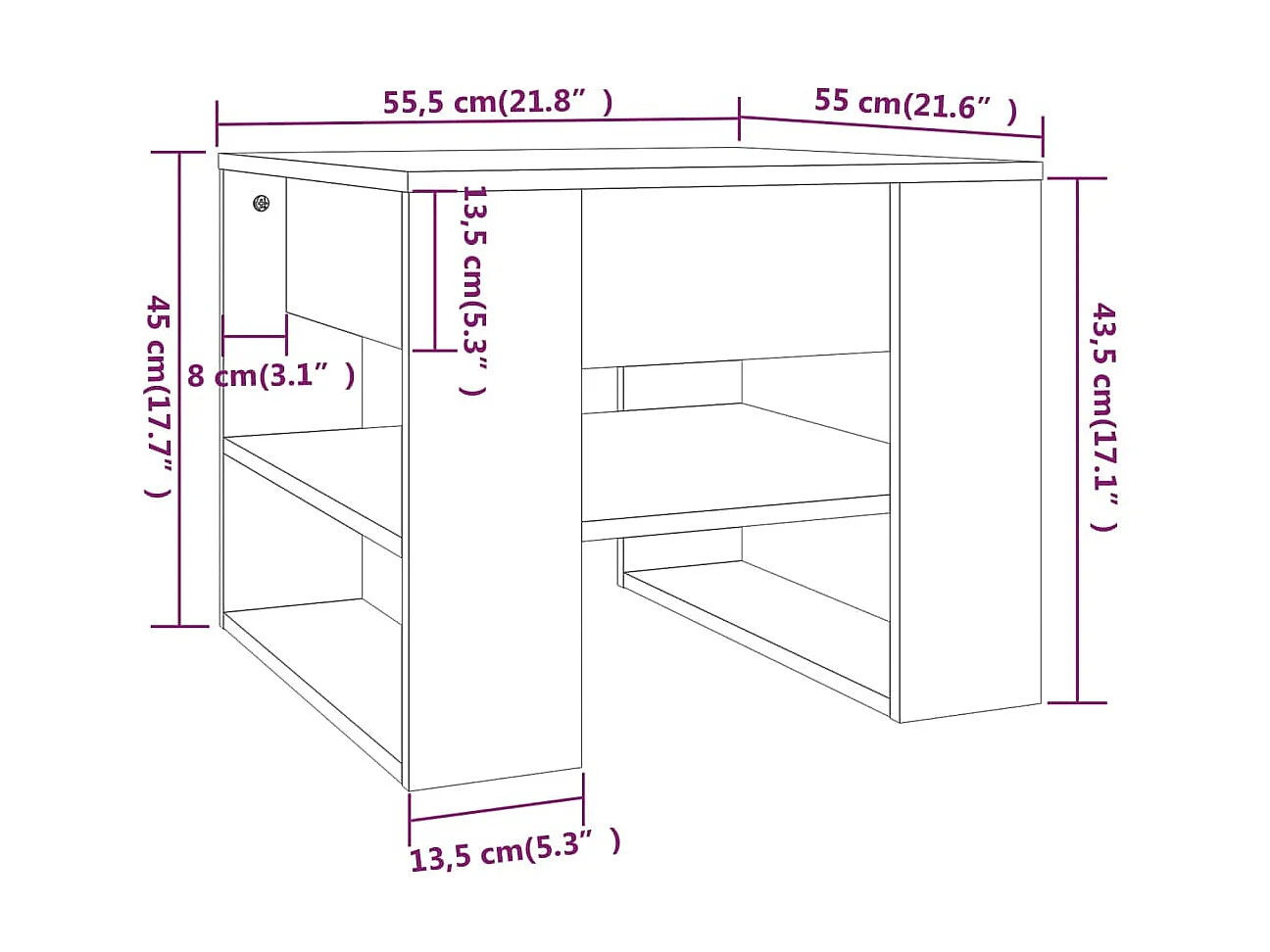 Mesa de centro Gold Blanco 55,5x55x45 cm Madera contrachapada