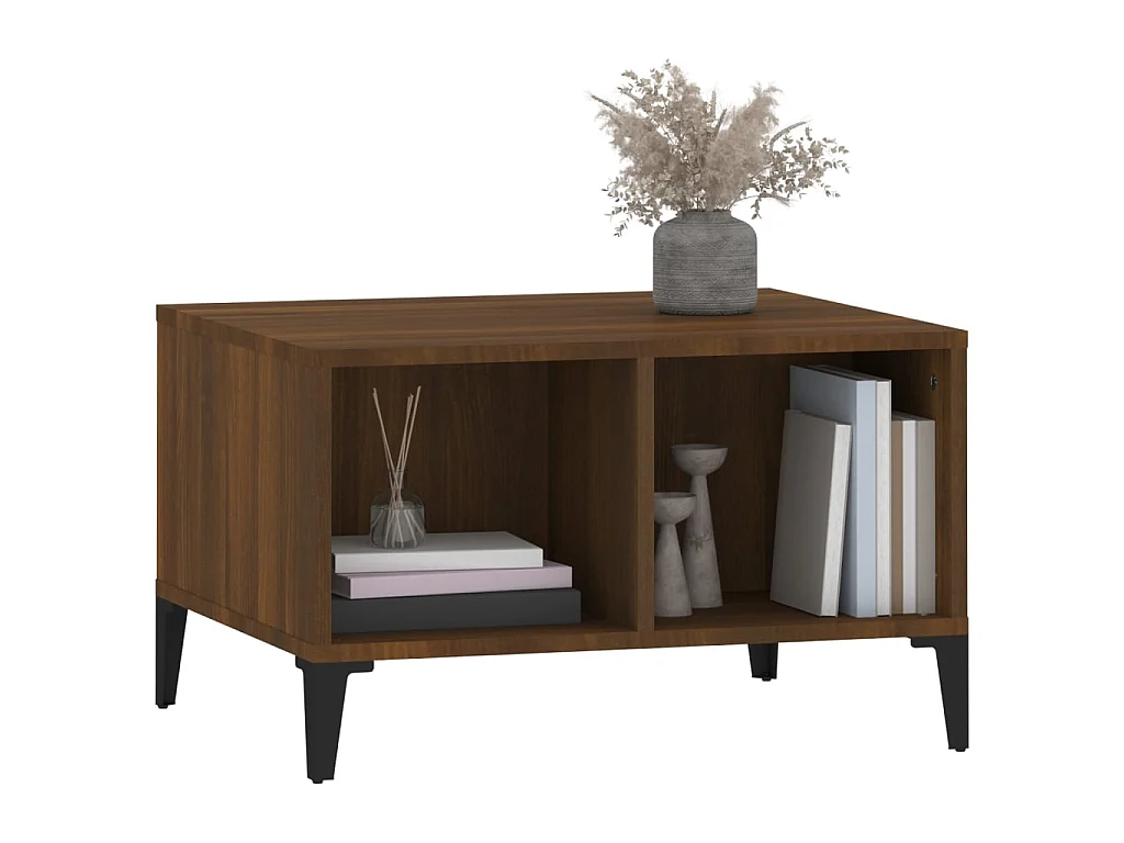 Mesa de centro dourada Carvalho castanho 60x50x36,5 cm Madeira artificial