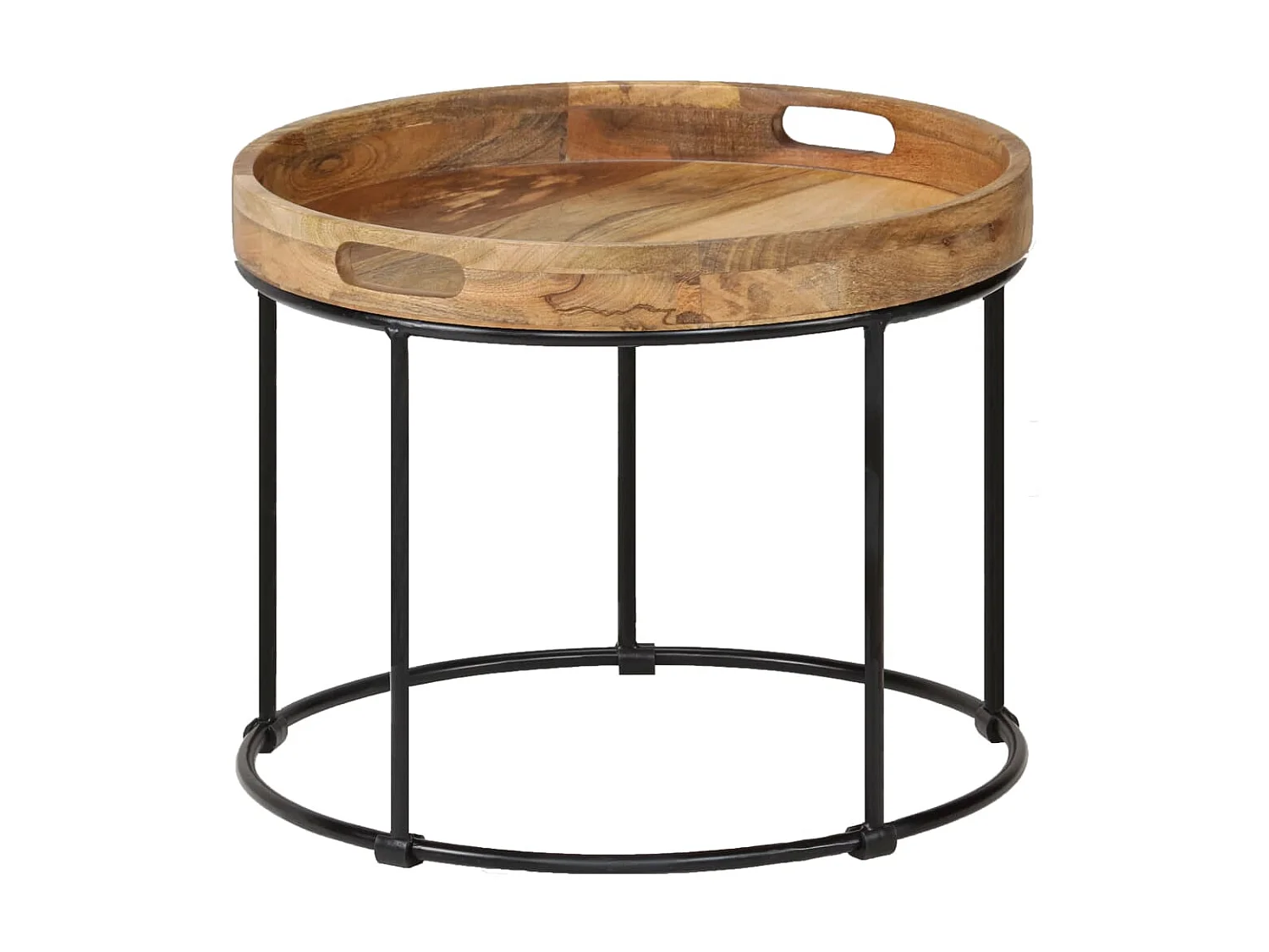 Mesa de centro dourada Madeira maciça de mangueira e aço 50 x 40 cm