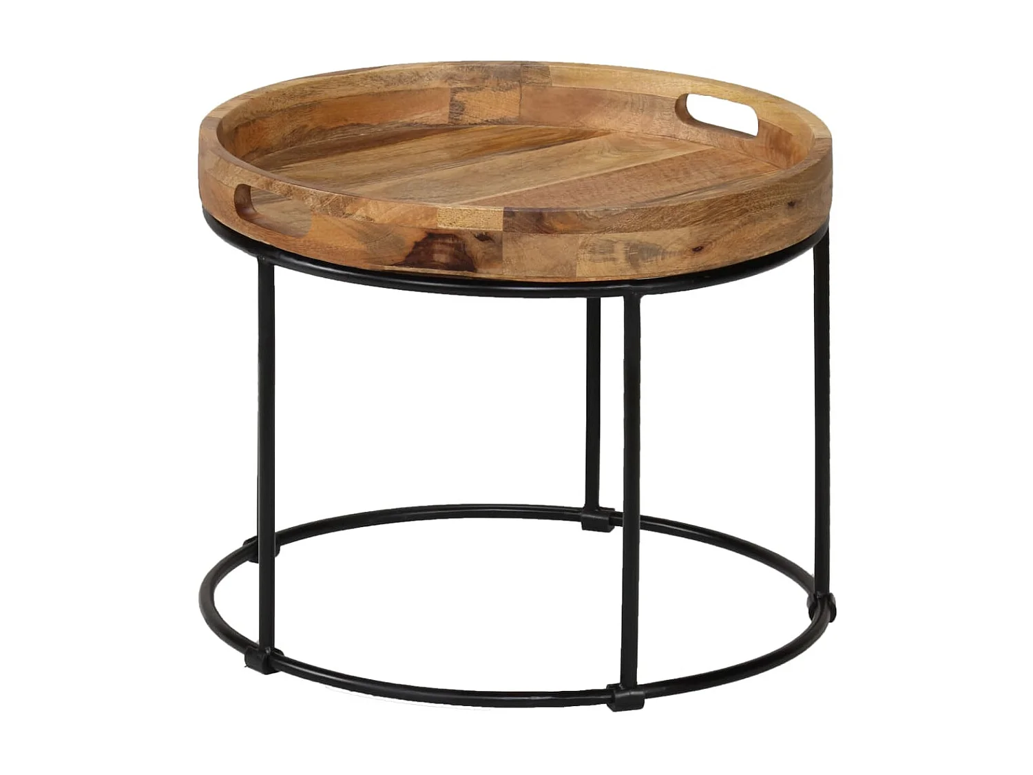 Mesa de centro dourada Madeira maciça de mangueira e aço 50 x 40 cm