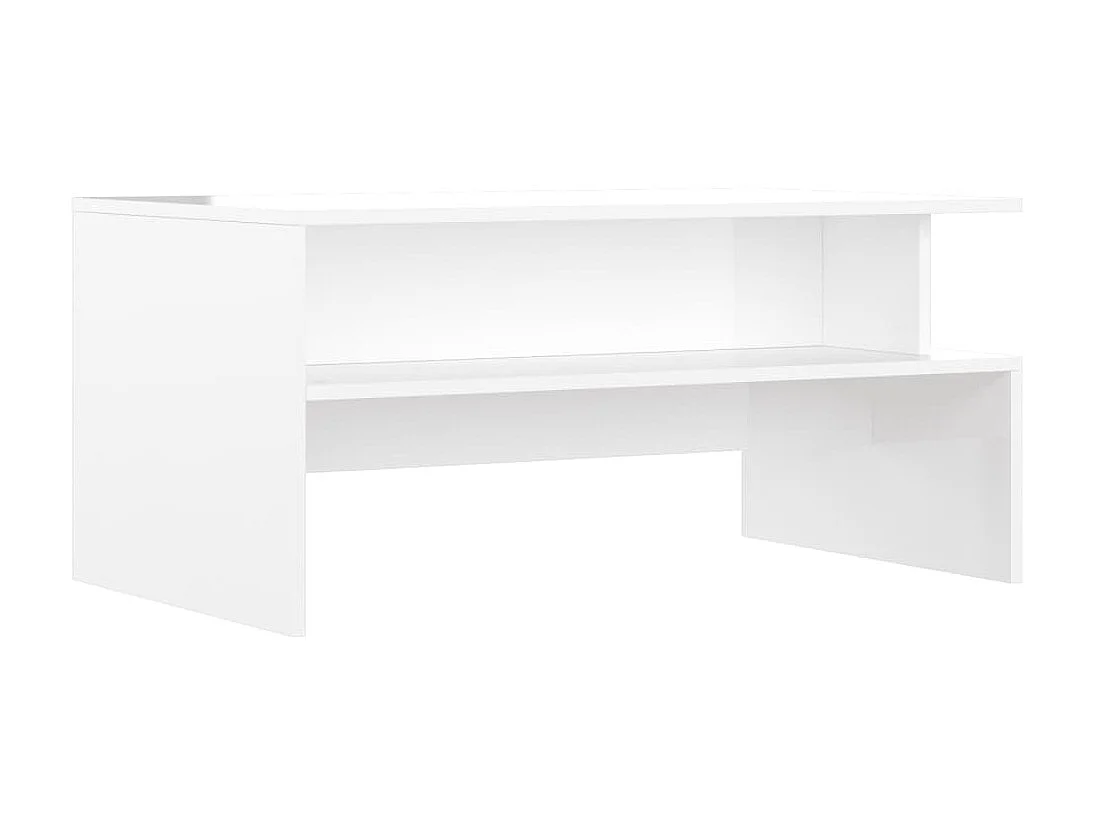 Table basse blanc brillant 90x55x42,5 cm bois d'ingénierie