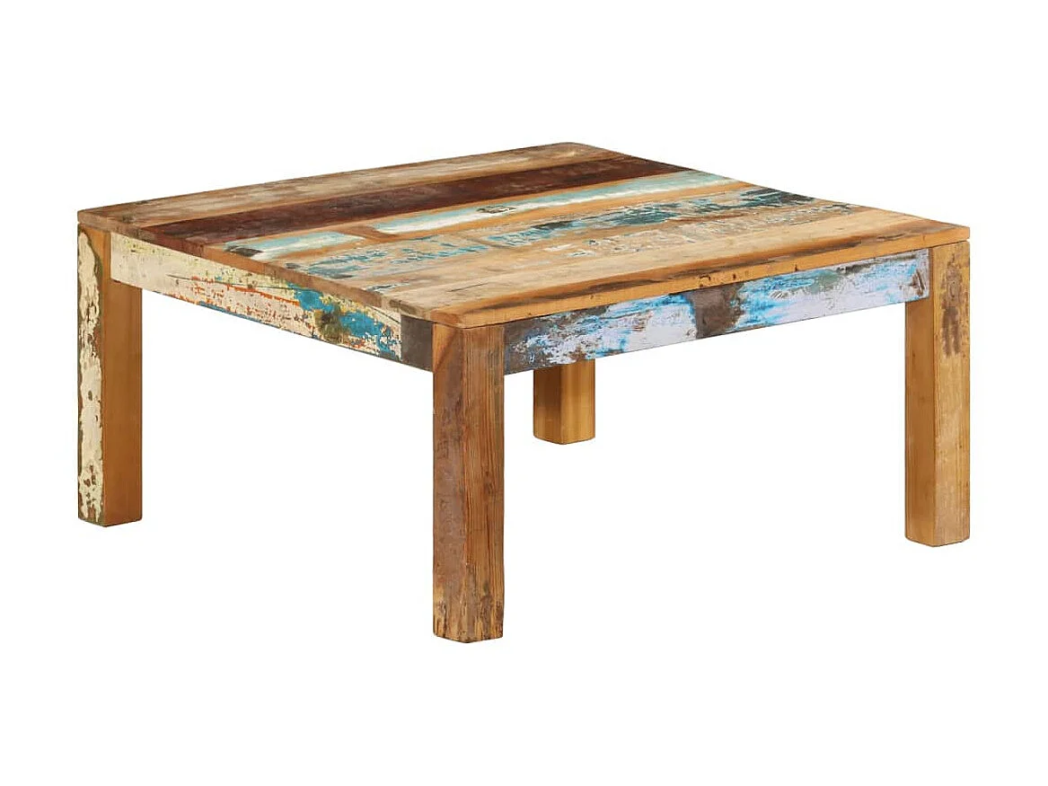 Mesa de centro dourada 80x80x40 cm Madeira maciça recuperada
