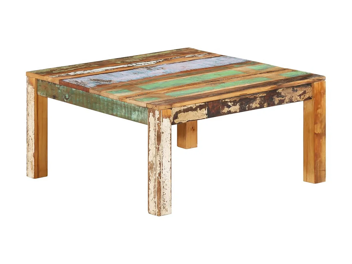 Mesa de centro dourada 80x80x40 cm Madeira maciça recuperada