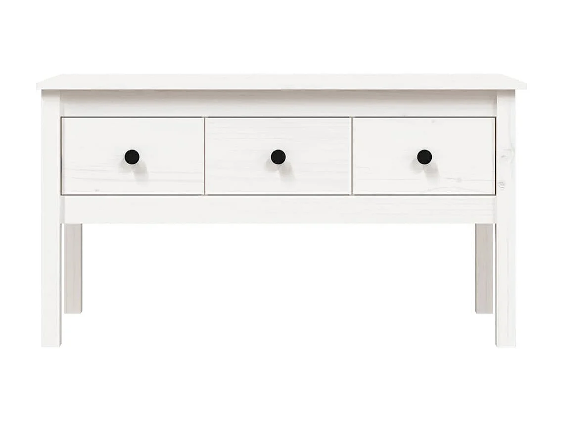 Gold Couchtisch Weiß 102x49x55 cm Massives Kiefernholz