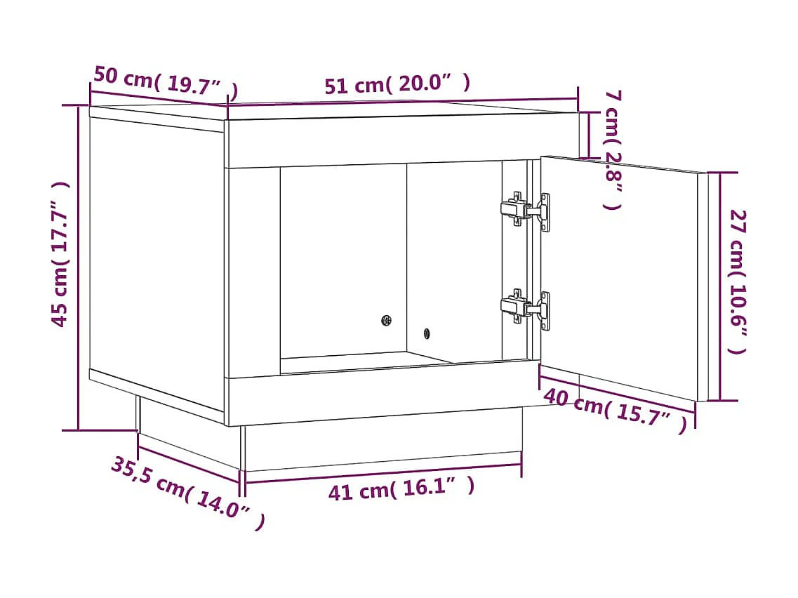 Tavolino Gold Bianco lucido 51x50x45 cm MDF