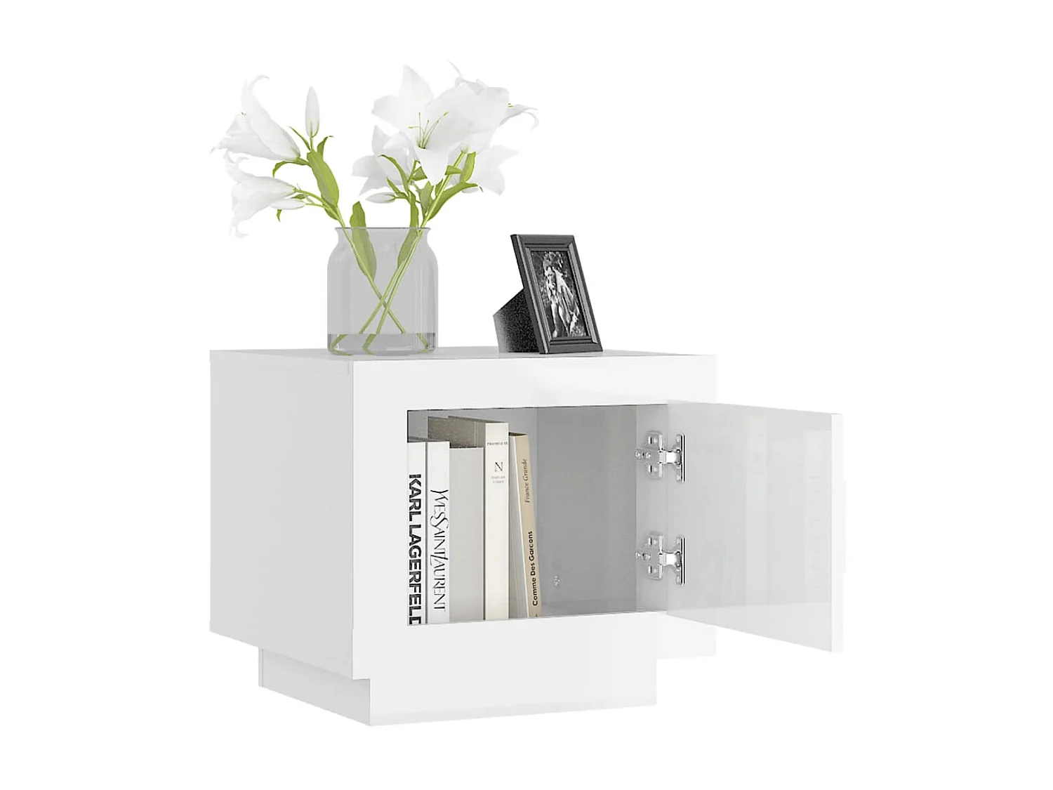 Tavolino Gold Bianco lucido 51x50x45 cm MDF