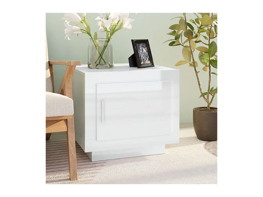 Mesa de centro Gold Blanco brillo 51x50x45 cm Madera contrachapada