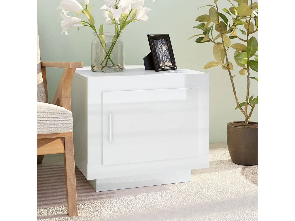 Mesa de centro Gold Blanco brillo 51x50x45 cm Madera contrachapada