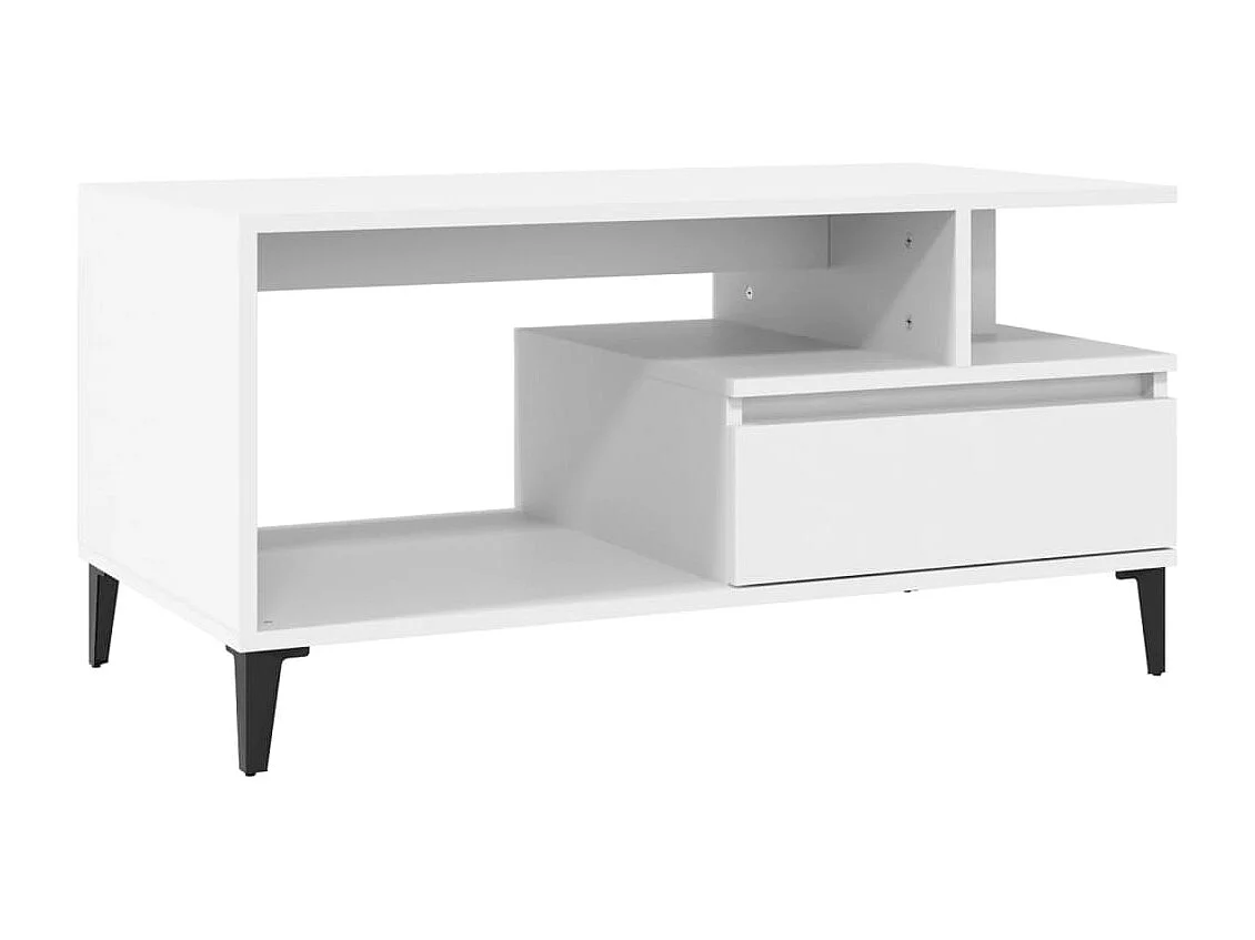 Tavolino Gold Bianco 90x49x45 cm MDF