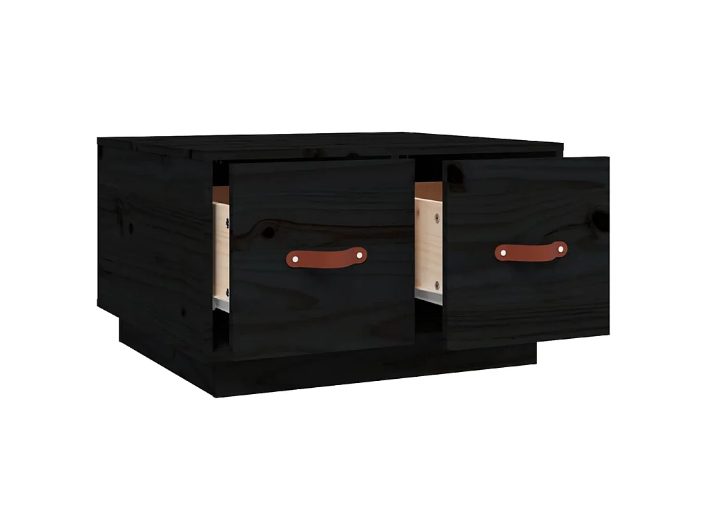 Table basse Noir 60x53x35 cm Bois massif de pin