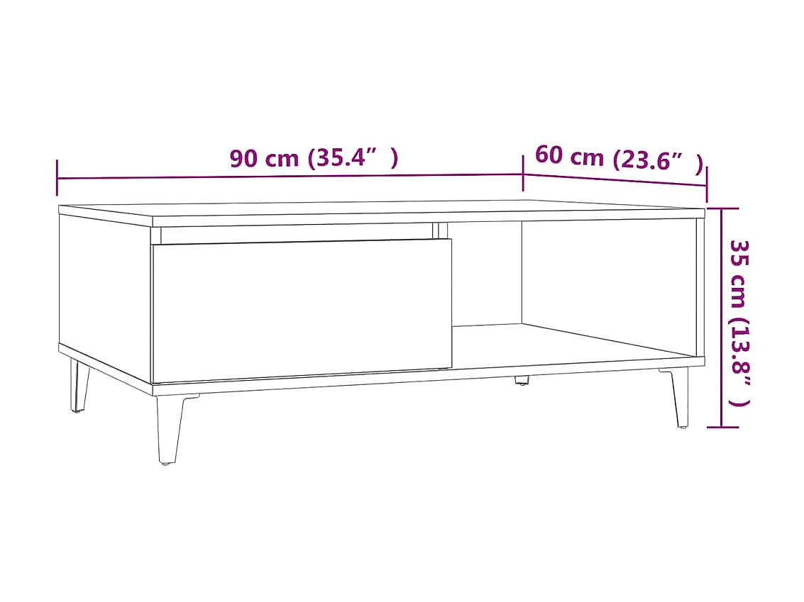 Gold Salontafel Betongrijs 90x60x35 cm Spaanplaat