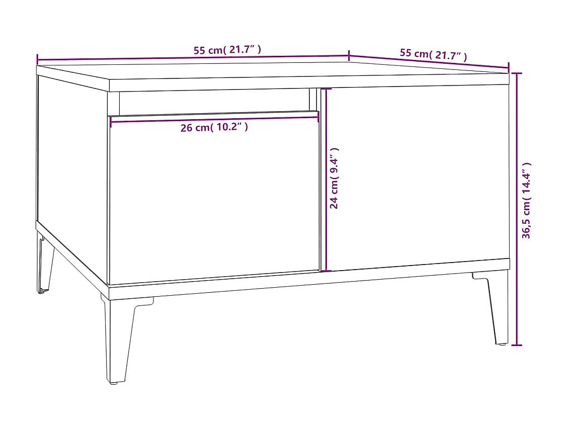 Gold Sonoma grijze salontafel 55x55x36,5 cm samengesteld hout