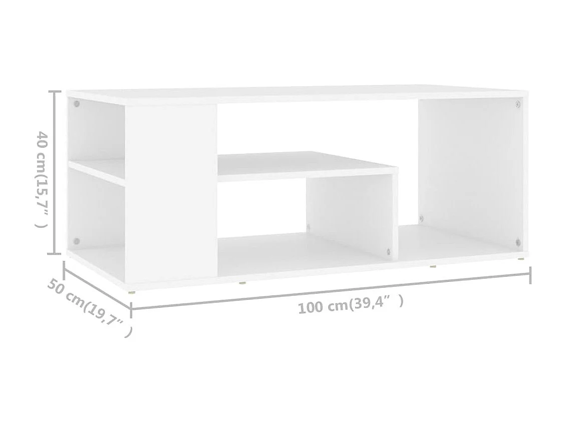 Tavolino Gold Bianco 100x50x40 cm Truciolato
