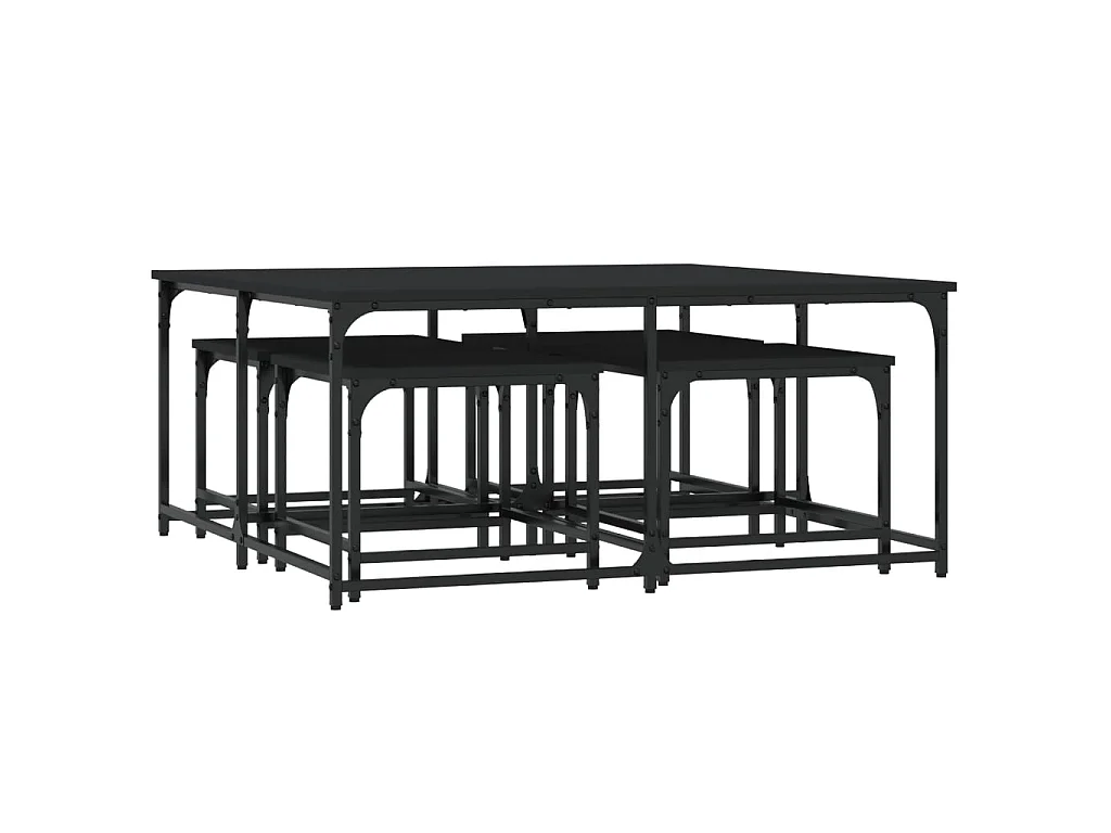 Gold Nesting salontafels 5 stuks zwart parket