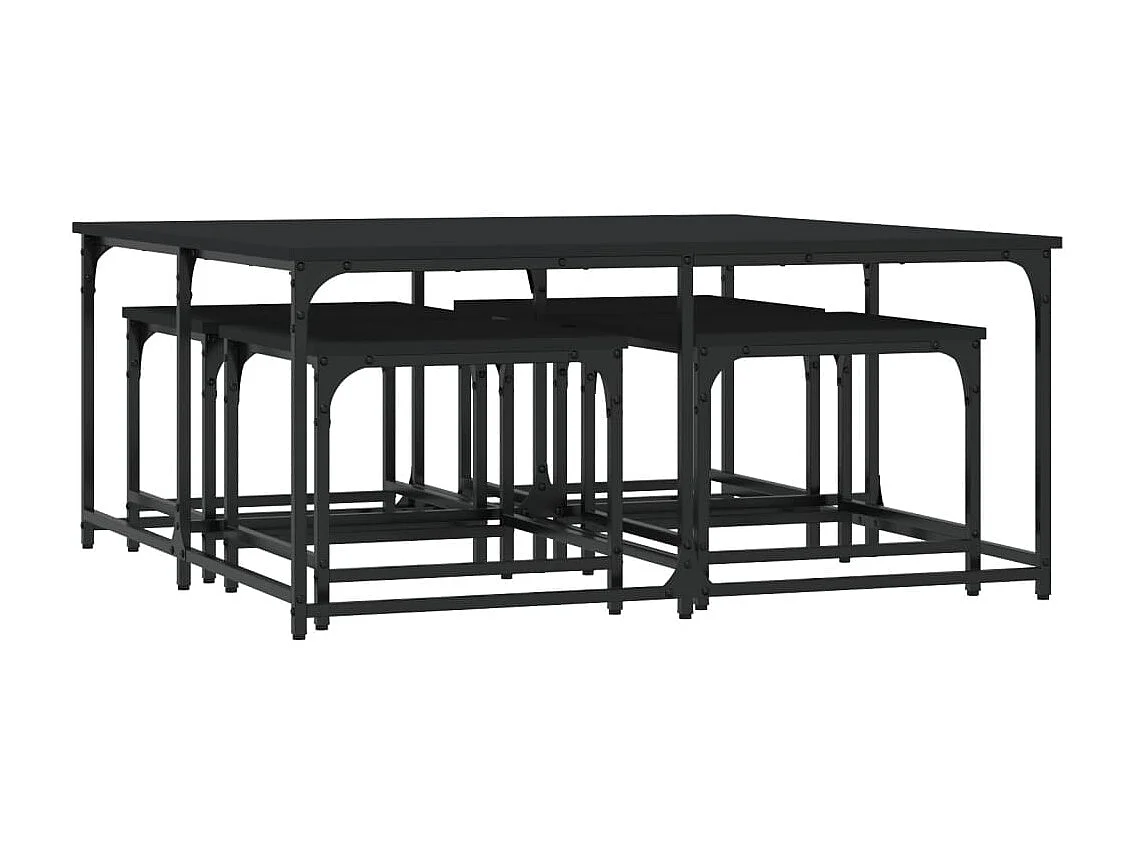Gold Nesting salontafels 5 stuks zwart parket