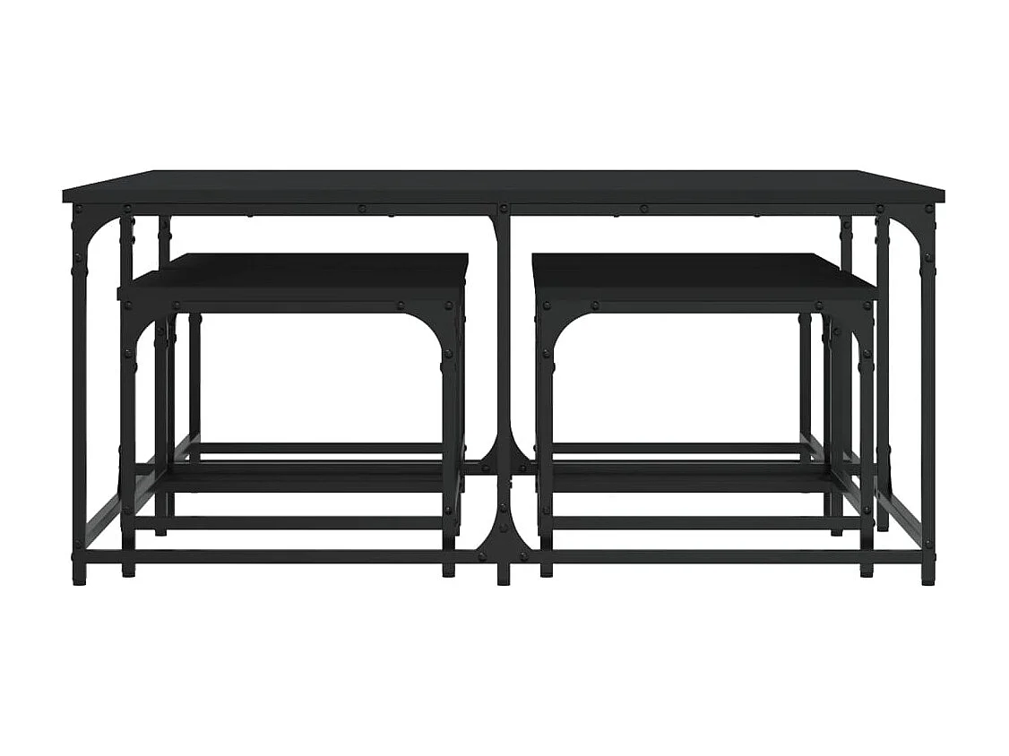 Gold Nesting salontafels 5 stuks zwart parket