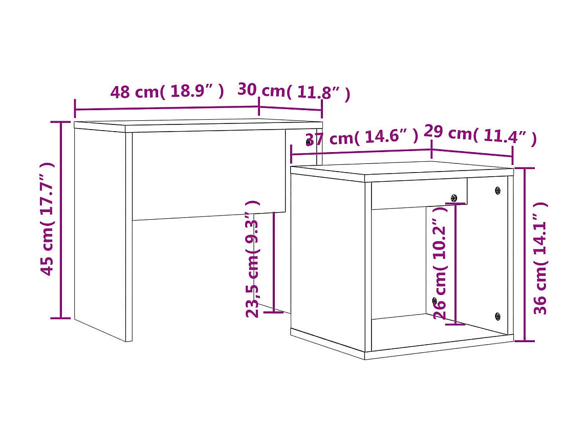 Mesas de centro Gold Nesting 2 piezas de madera de ingeniería marrón roble