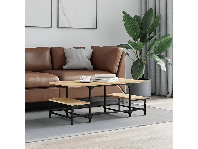 Goldfarbener Couchtisch aus Sonoma-Eiche, 100 x 50,5 x 40 cm, Holzwerkstoff