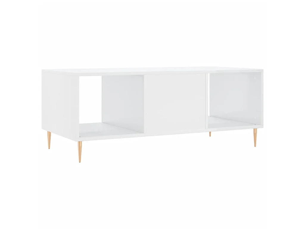 Gold Salontafel Glanzend wit 102x50x40 cm Bewerkt hout