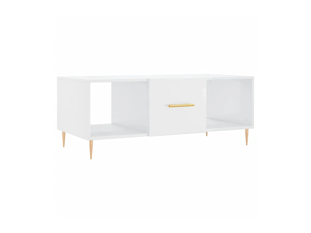 Gold Salontafel Glanzend wit 102x50x40 cm Bewerkt hout