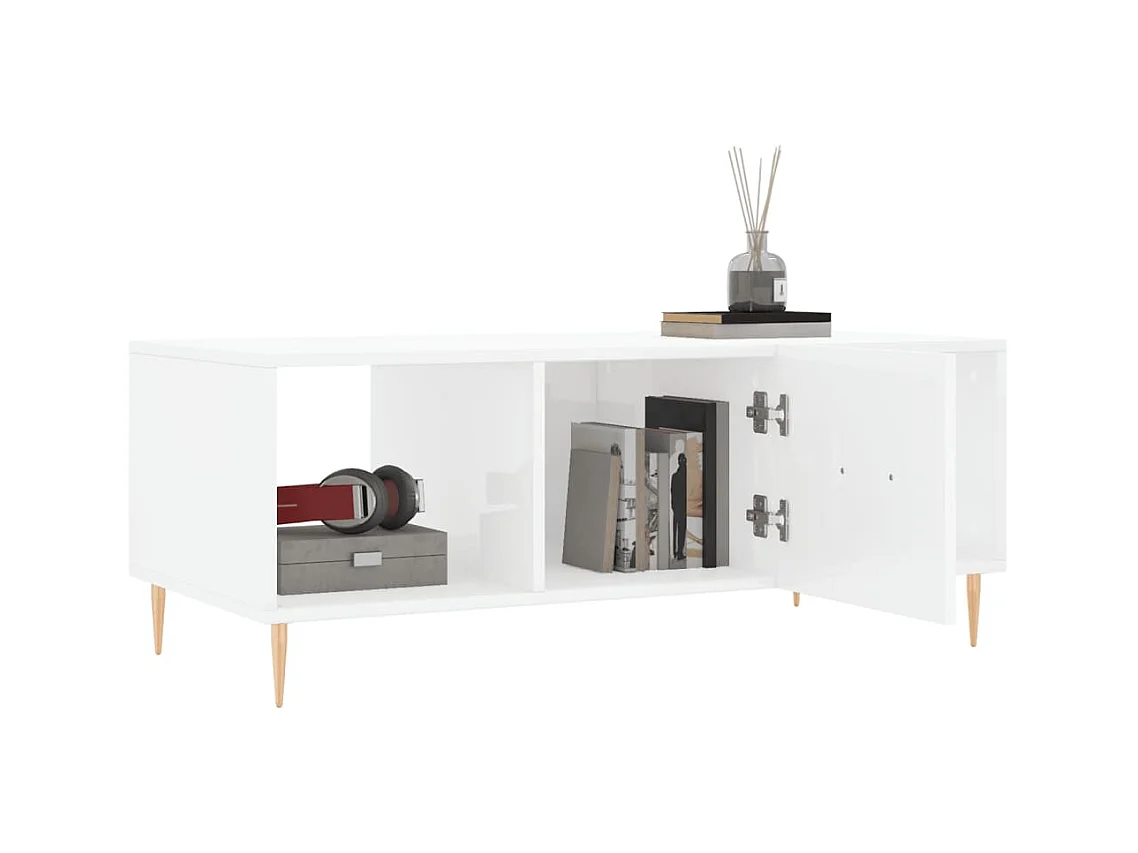 Gold Salontafel Glanzend wit 102x50x40 cm Bewerkt hout