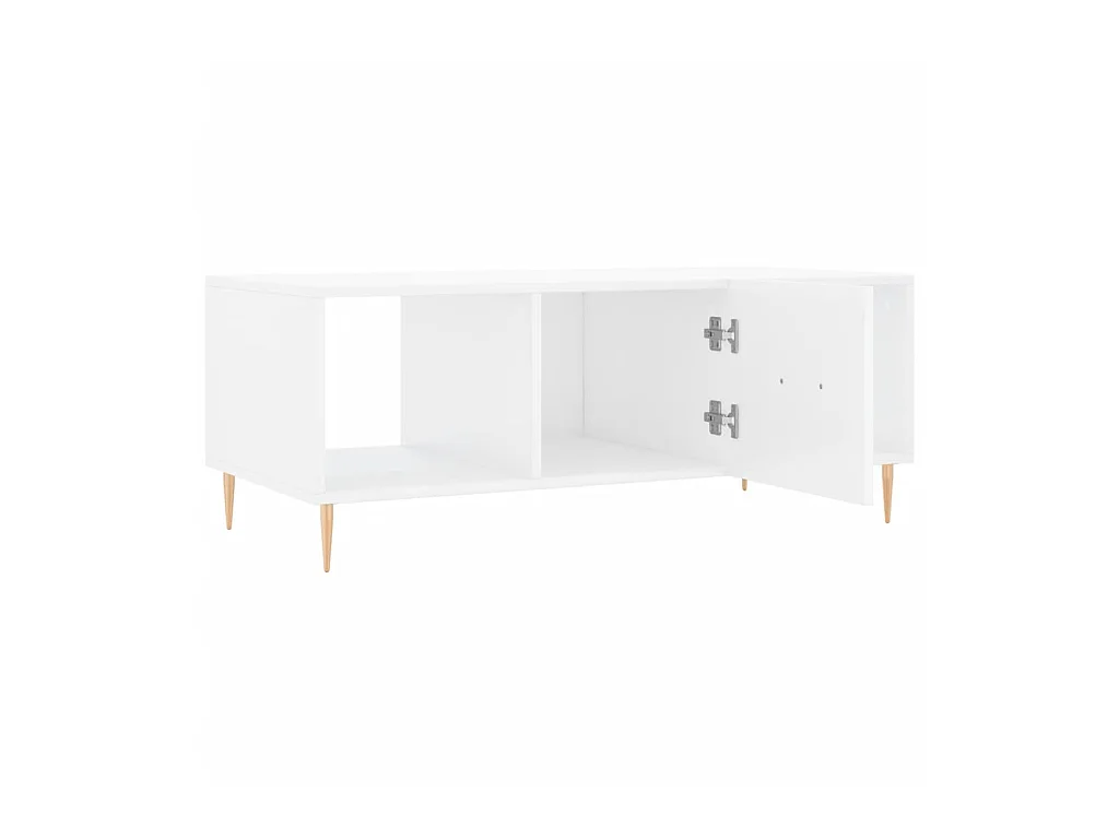 Gold Salontafel Glanzend wit 102x50x40 cm Bewerkt hout