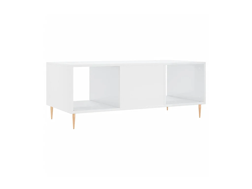 Gold Salontafel Glanzend wit 102x50x40 cm Bewerkt hout