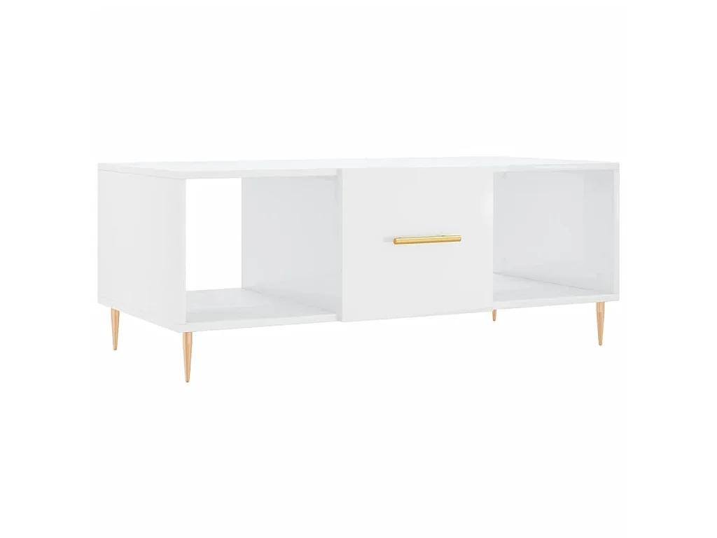 Mesa de centro Gold Blanco brillo 102x50x40 cm Madera contrachapada