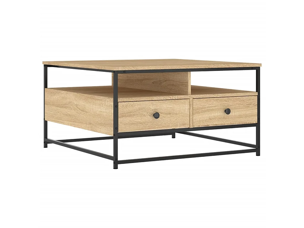 Mesa de centro em carvalho Sonoma dourado 80x80x45 cm madeira projetada