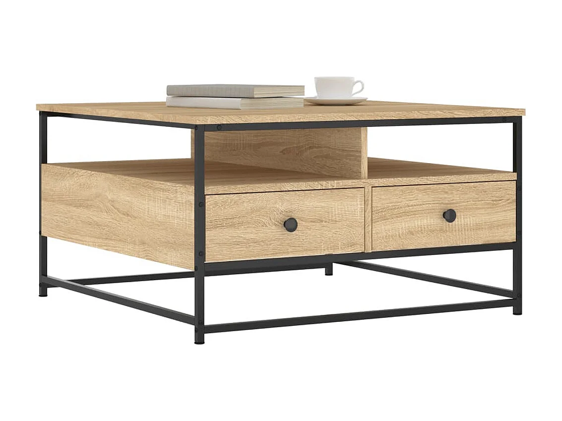 Mesa de centro em carvalho Sonoma dourado 80x80x45 cm madeira projetada