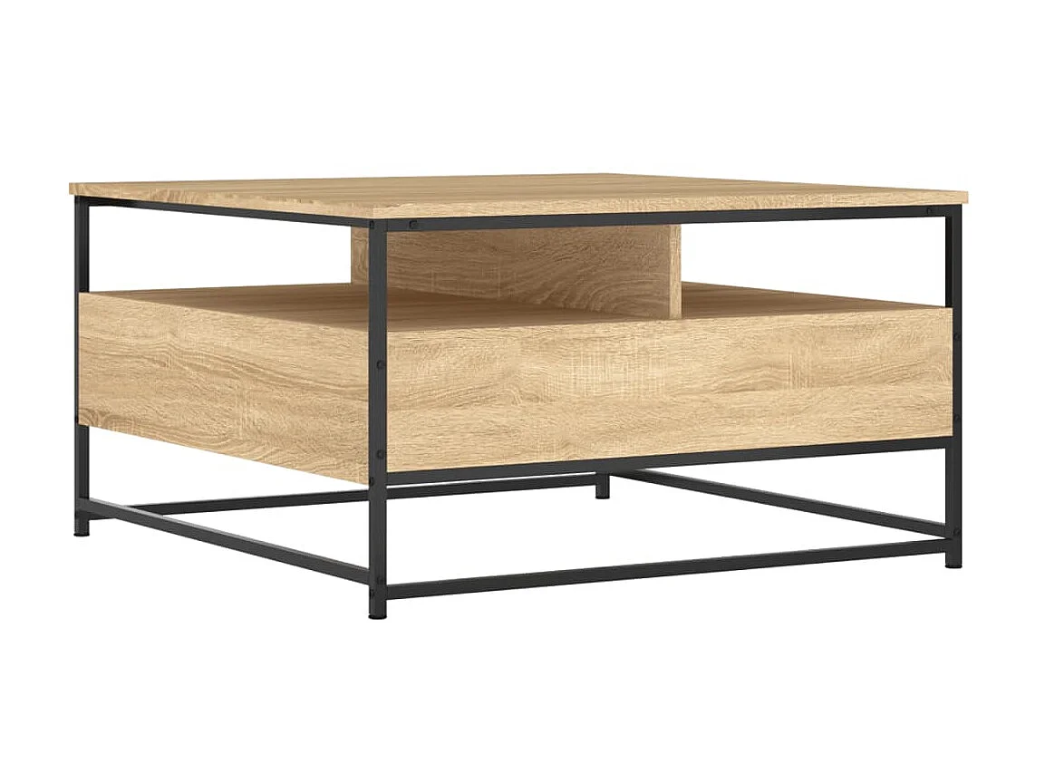 Mesa de centro em carvalho Sonoma dourado 80x80x45 cm madeira projetada