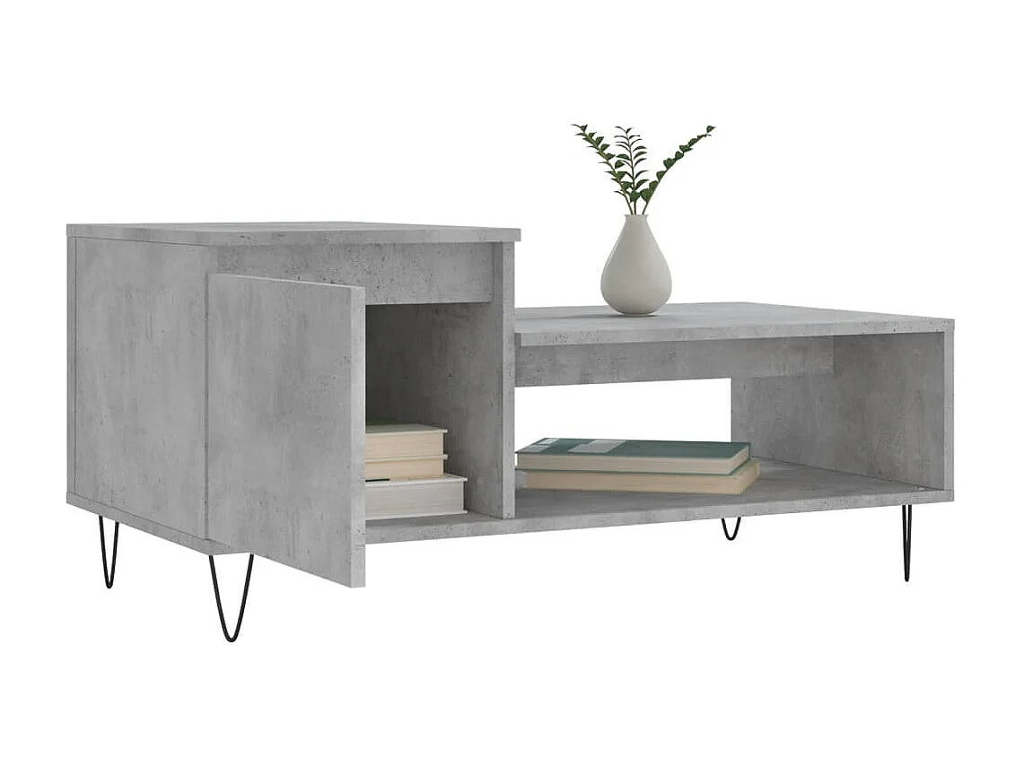 Table basse Gris béton 100x50x45 cm Bois d'ingénierie