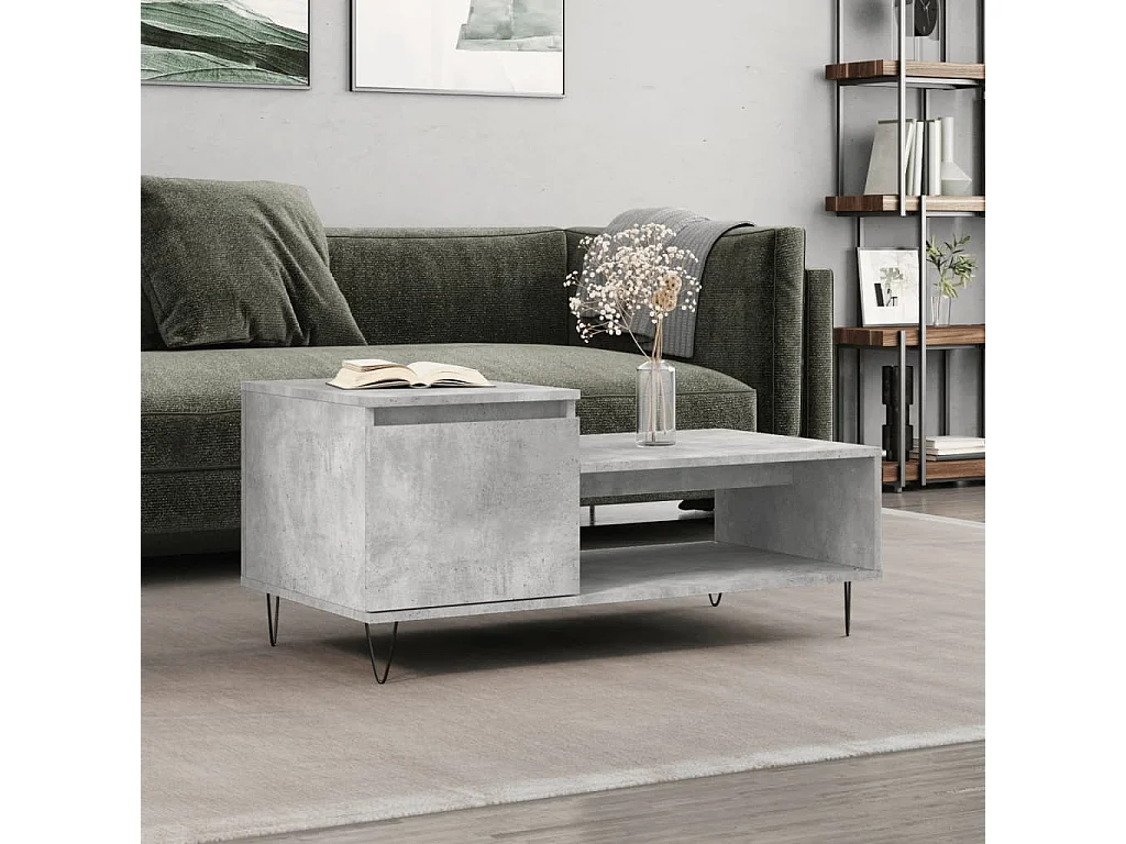 Table basse Gris béton 100x50x45 cm Bois d'ingénierie