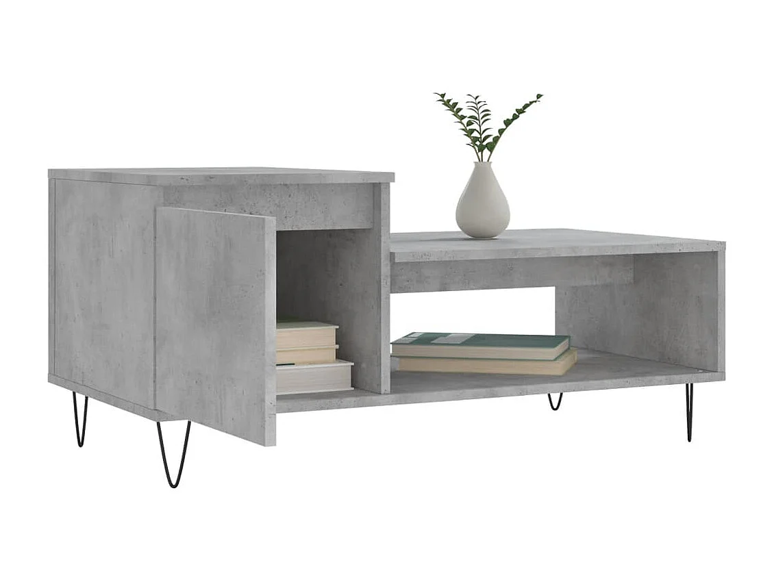 Table basse Gris béton 100x50x45 cm Bois d'ingénierie
