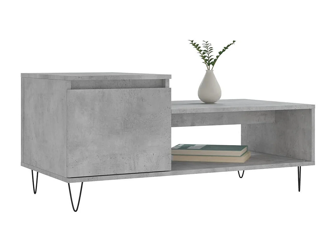 Table basse Gris béton 100x50x45 cm Bois d'ingénierie