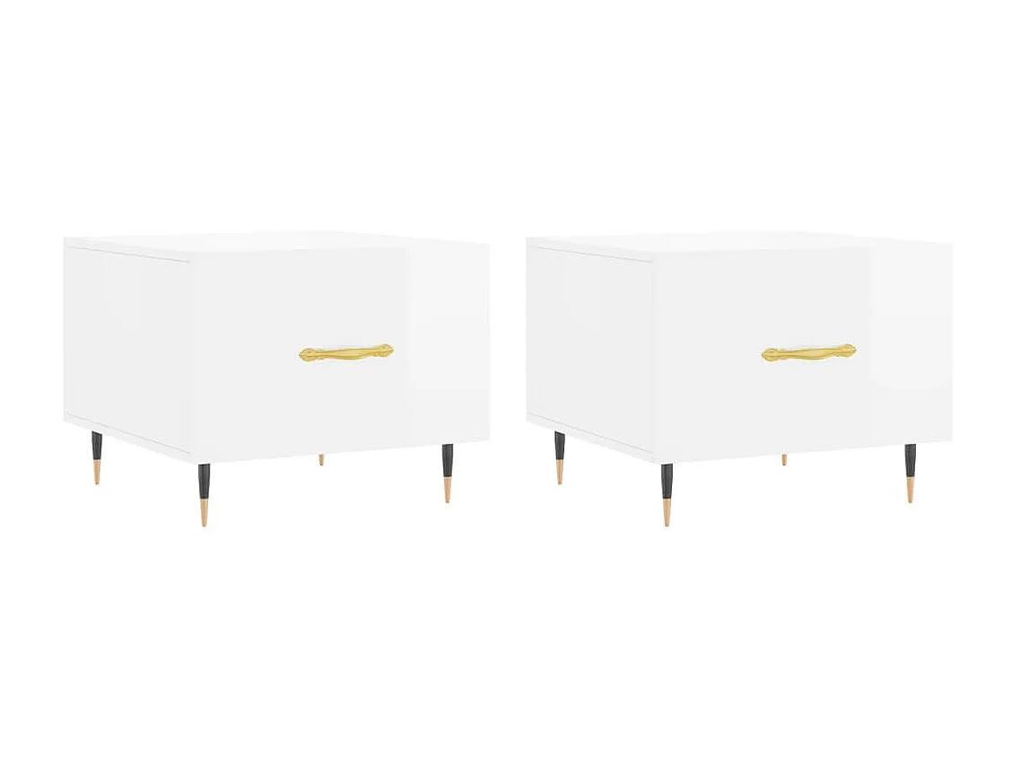 Mesas de centro Gold 2 piezas madera contrachapada blanco brillo 50x50x40cm