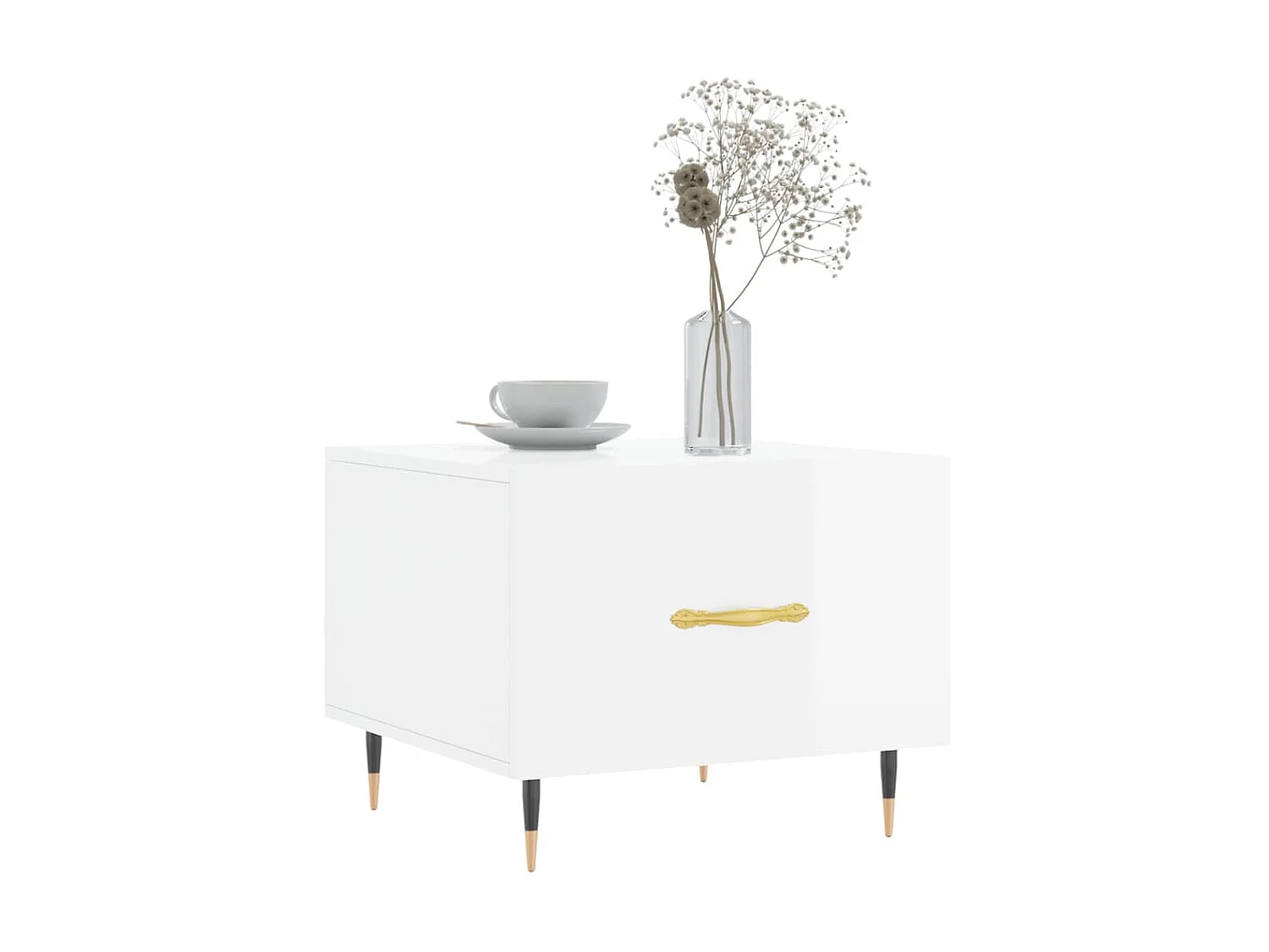 Mesas de centro Gold 2 piezas madera contrachapada blanco brillo 50x50x40cm