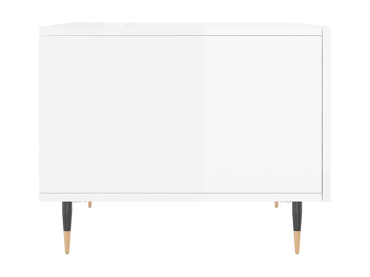 Mesas de centro douradas 2 peças branco brilhante 50x50x40cm madeira projetada