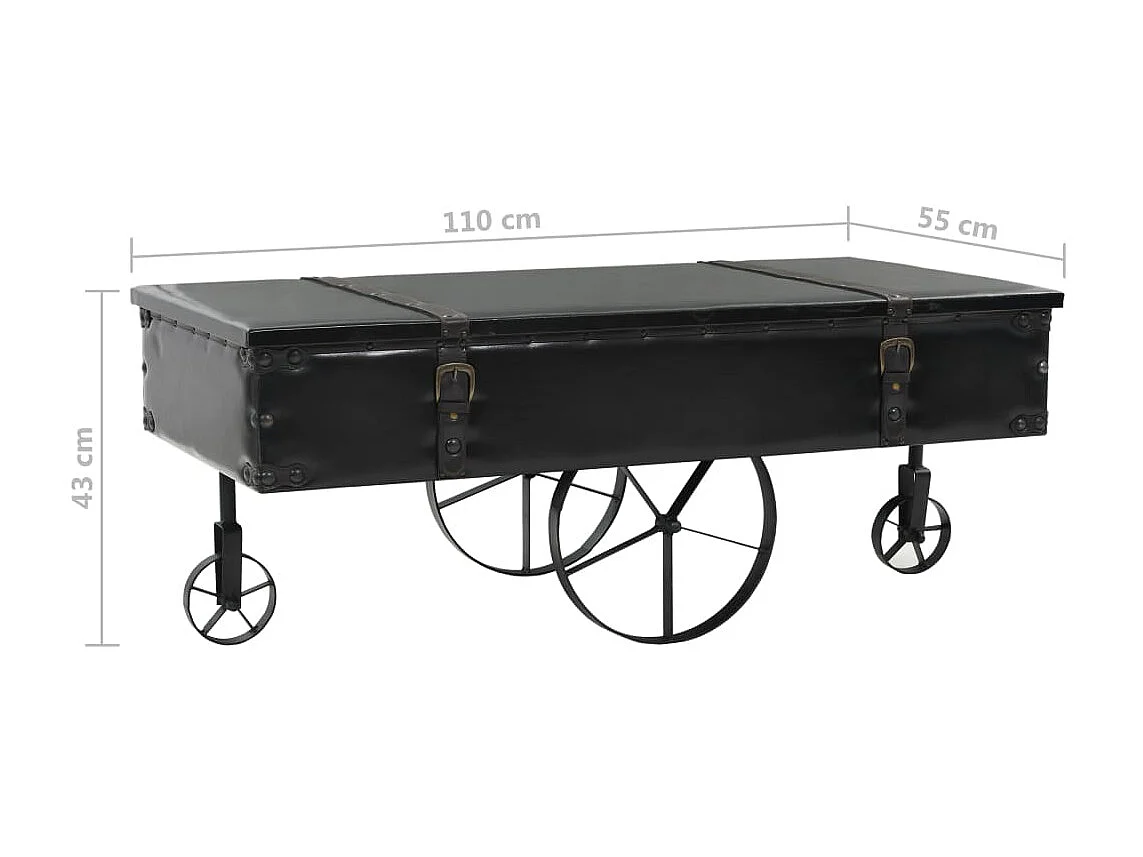 Goldfarbener Couchtisch aus MDF und Tannenholz 110 x 55 x 43 cm