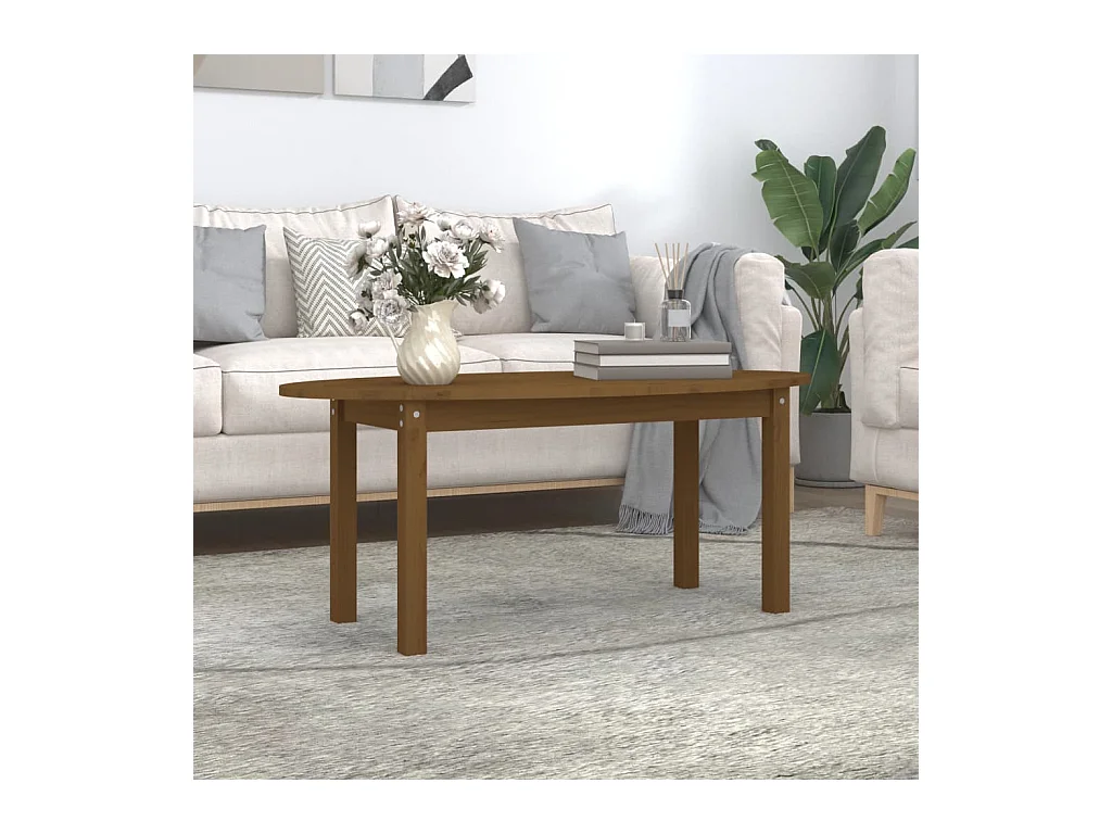 Tavolino Gold Marrone miele 110x55x45 cm Legno di pino massiccio