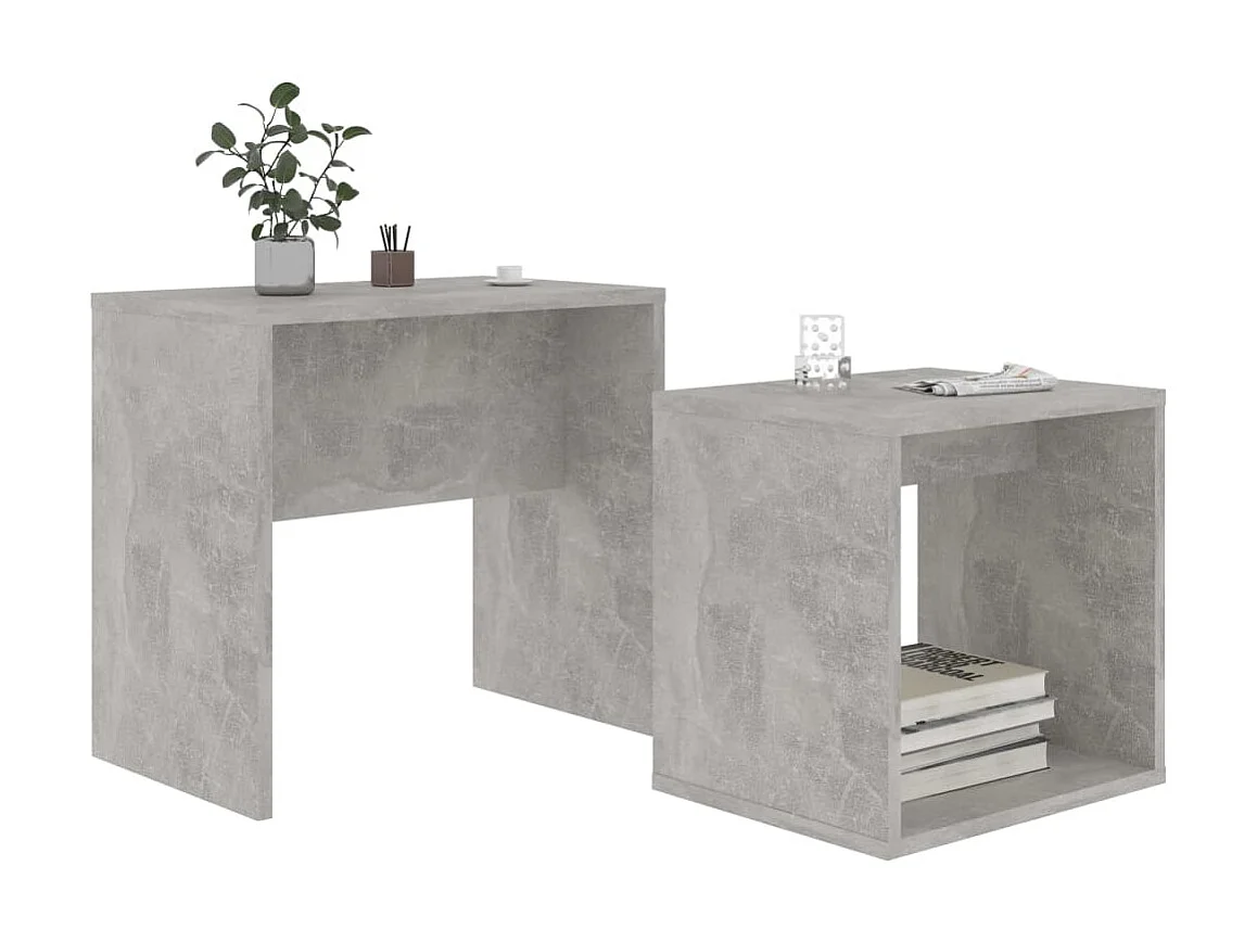 Conjunto de mesas de centro Ouro Concreto cinza 48x30x45 cm Aglomerado