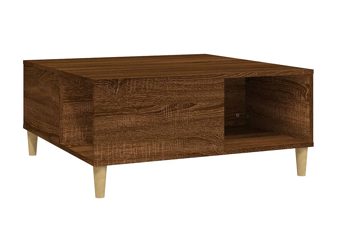 Mesa de centro em carvalho marrom dourado 80x80x36,5 cm madeira projetada