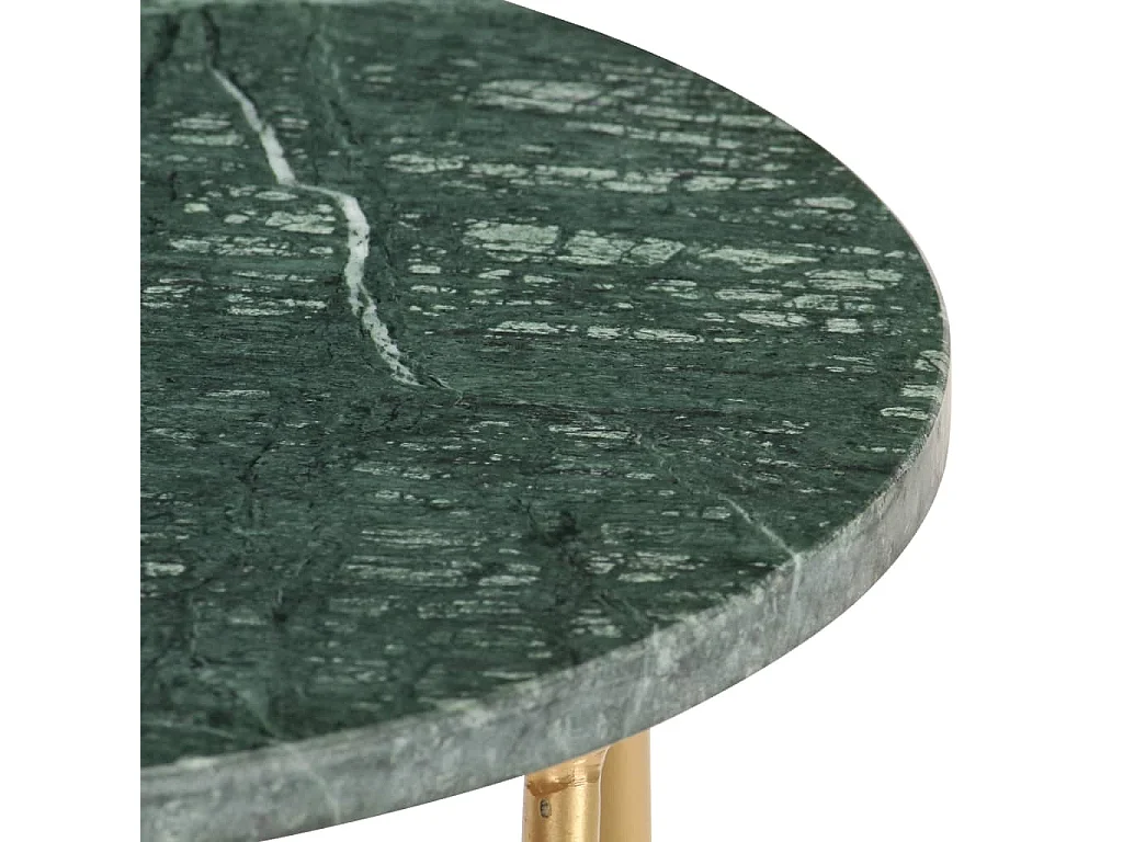 Mesa de centro dourada Verde 40x40x40 cm Textura de pedra real e mármore