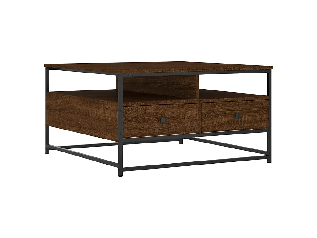 Table basse chêne marron 80x80x45 cm bois d'ingénierie